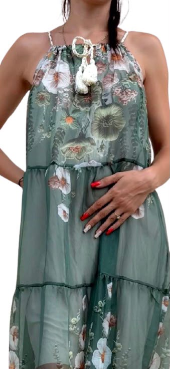 Rochie Aethelia - Floral Green